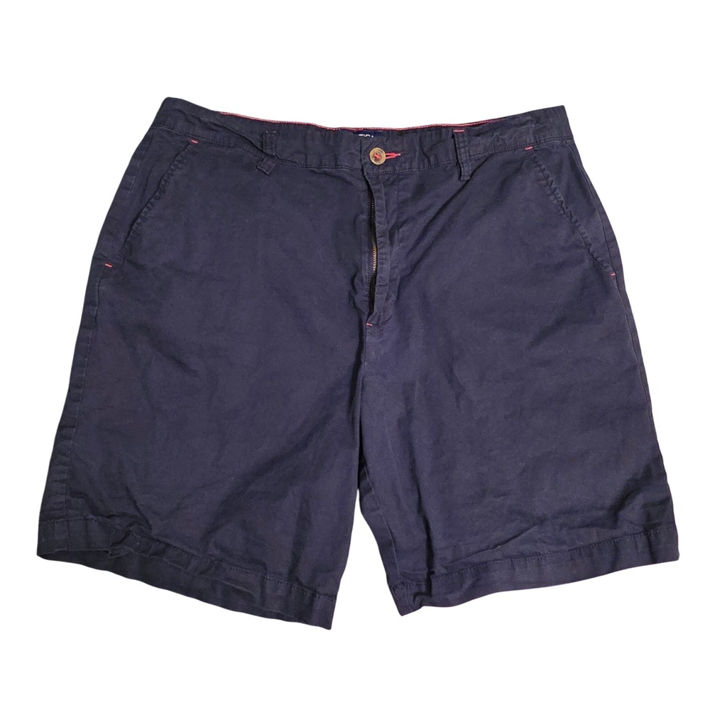 Nautica Mens Stretch Chino Shorts Navy Blue Size‎ 34W Flat Front Cotton Blend